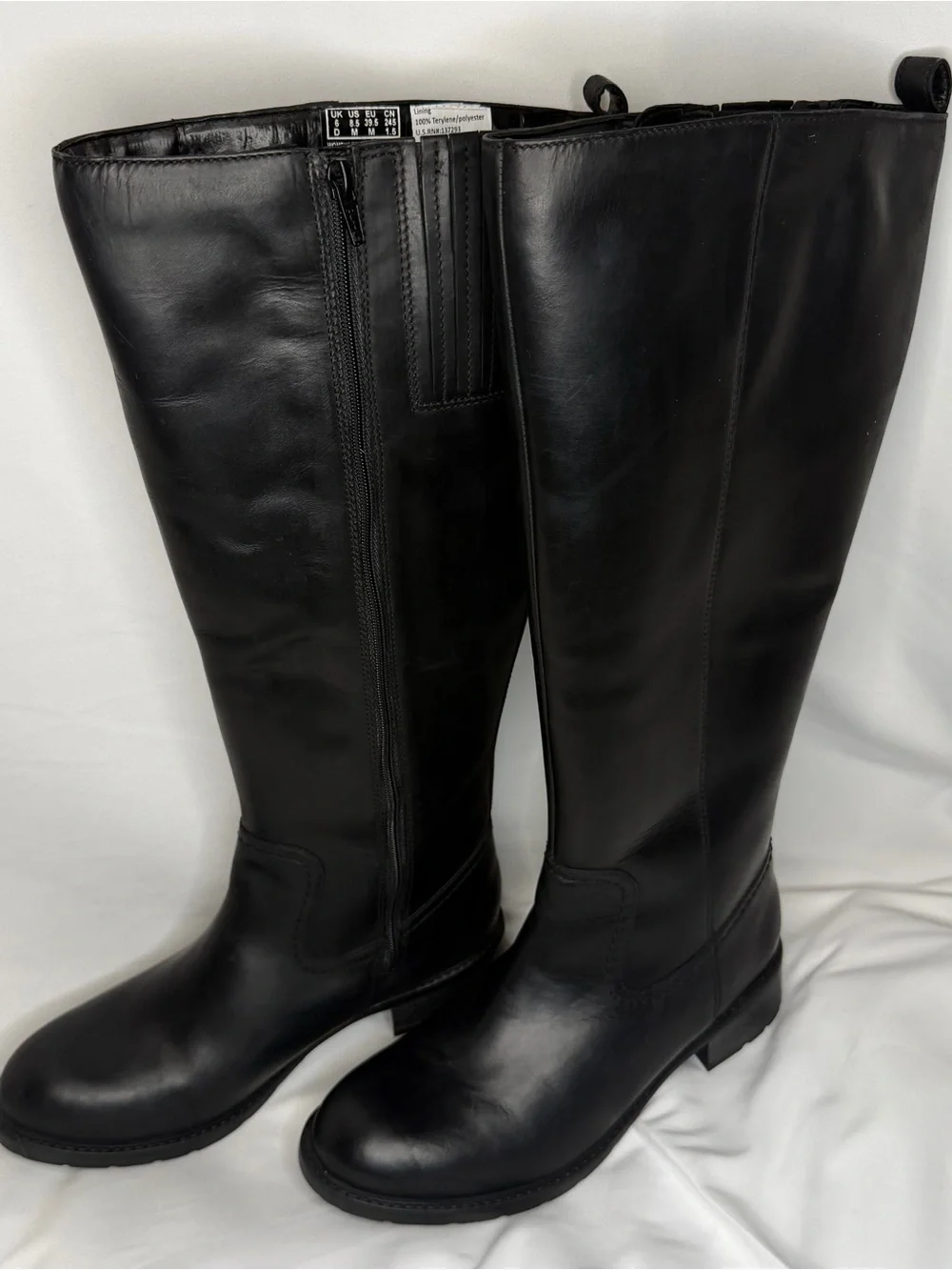 Clarks Leather Knee Boot Womens 8.5M Black Artisan Riding Swansea Glen Faux Fur